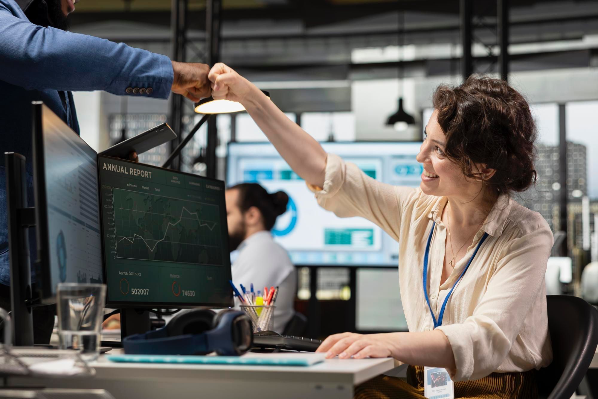 worker using smartphone