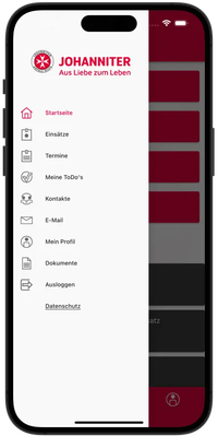 Juh2Go App Menü Screenshot