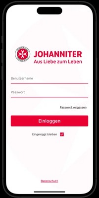 JUH2GO App – Login-Bildschirm